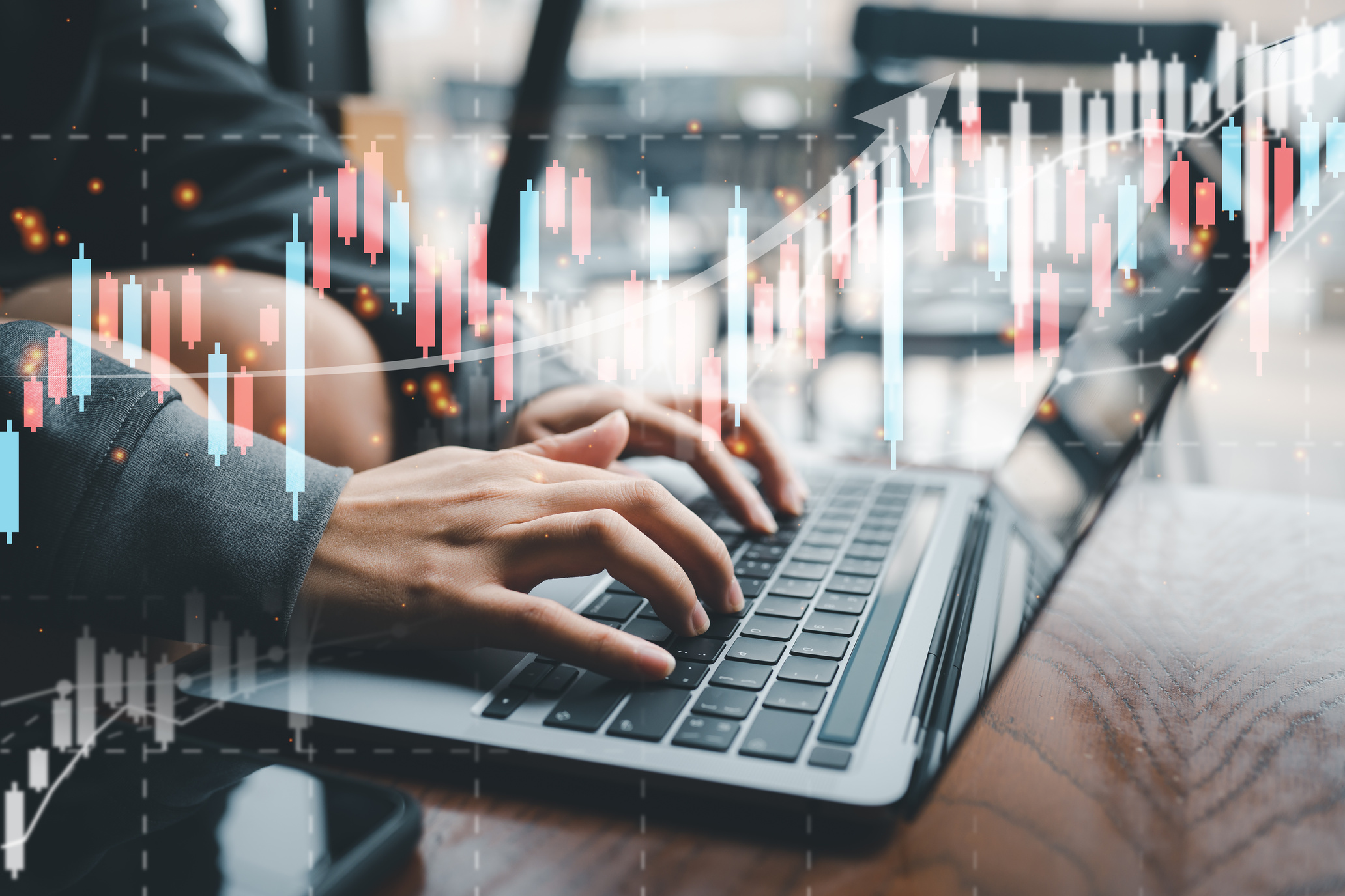 Businesswoman hands or stock trader analyzing stock graph chart forex charts by indicator using laptop to buy or sell stock, double exposure graph, internet trading, investment Objetivos - Rastreo Epidemiológico en COVID-19”. Certificado de Extensión Universitaria (Nivel Básico).